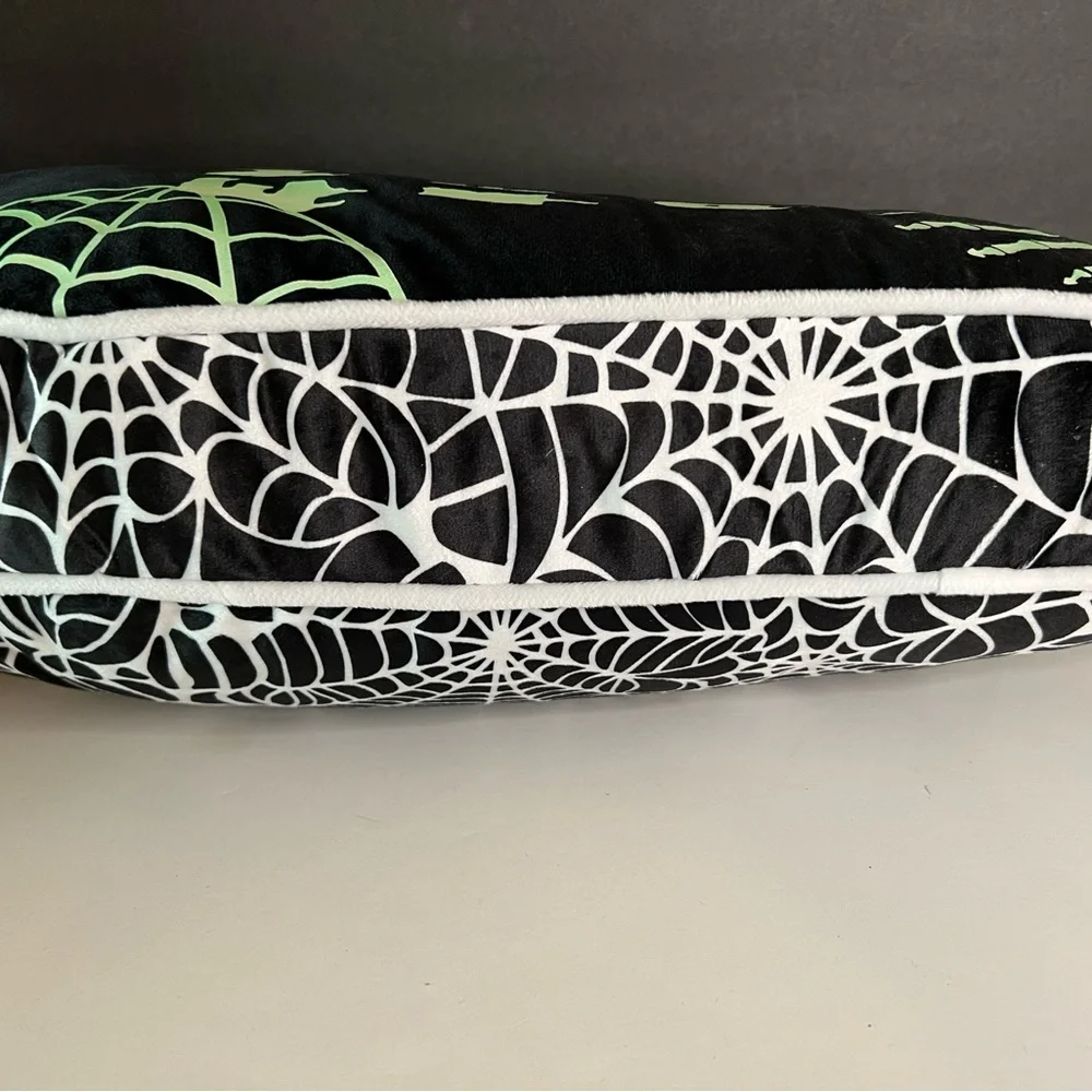 Halloween Glow in the Dark Coffin Throw Pillow Enter if you Dare Skeleton Hands